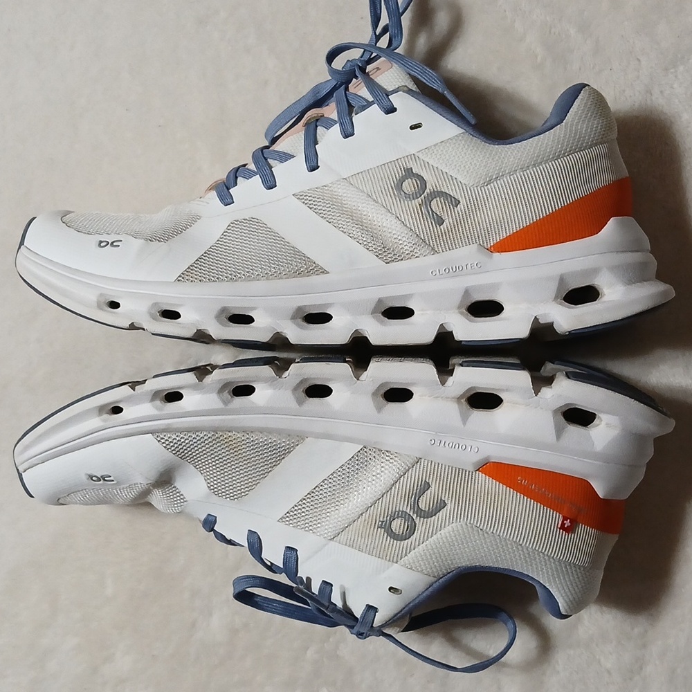 On Cloudrunner Undyed White/Flame Running Training Shoes Size 8.5 Womans - Picture 2 of 9